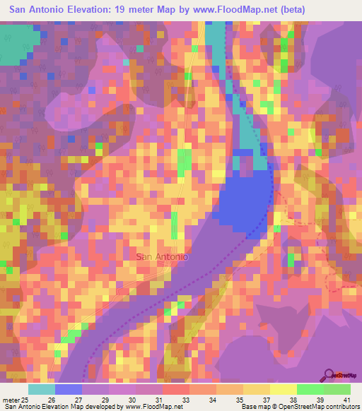 San Antonio,Colombia Elevation Map