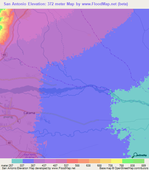 San Antonio,Colombia Elevation Map