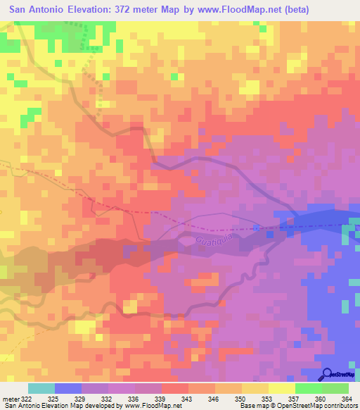 San Antonio,Colombia Elevation Map