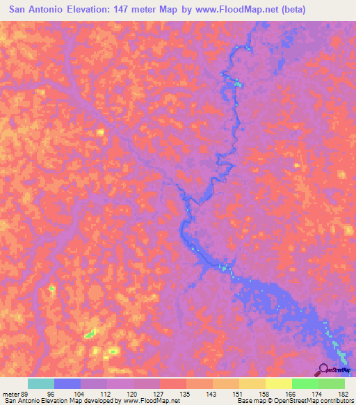 San Antonio,Colombia Elevation Map