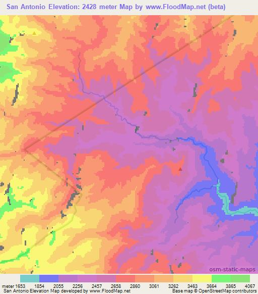 San Antonio,Colombia Elevation Map