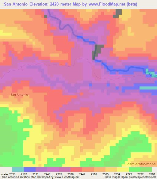 San Antonio,Colombia Elevation Map