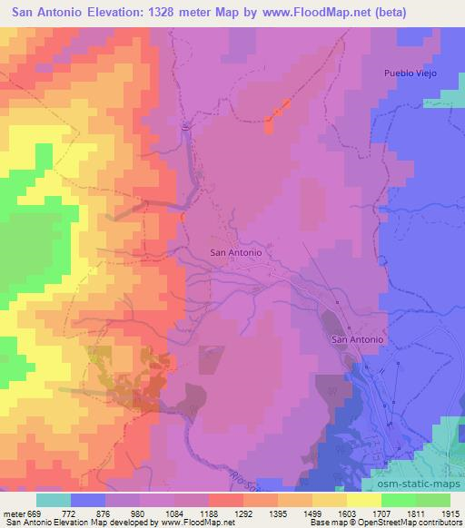 San Antonio,Colombia Elevation Map