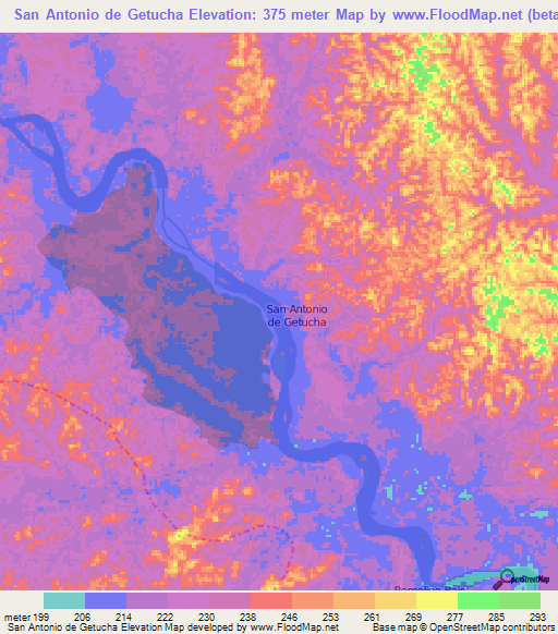 San Antonio de Getucha,Colombia Elevation Map