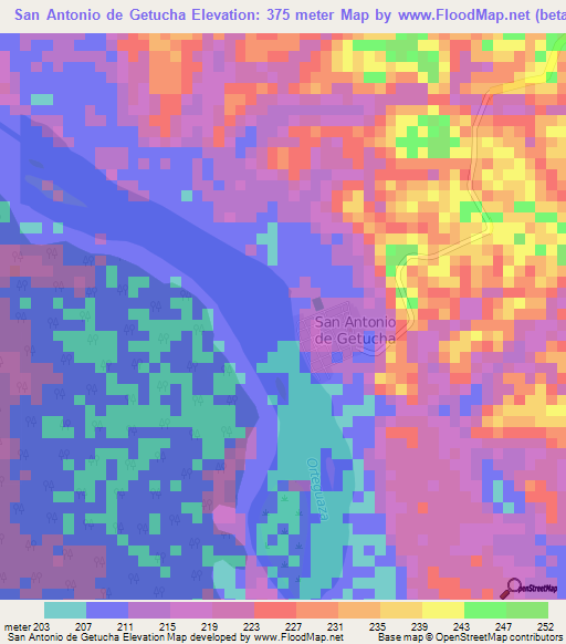 San Antonio de Getucha,Colombia Elevation Map