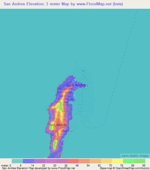 San Andres,Colombia Elevation Map