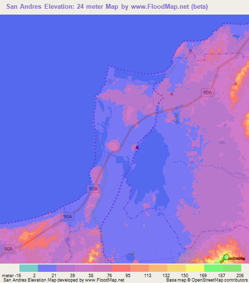 San Andres,Colombia Elevation Map