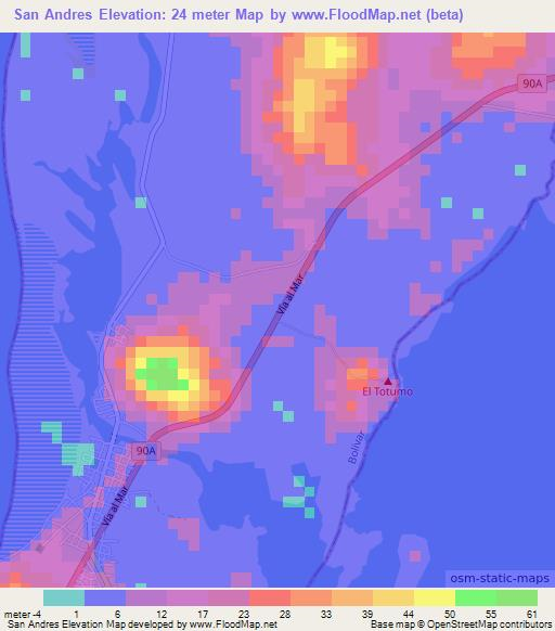 San Andres,Colombia Elevation Map