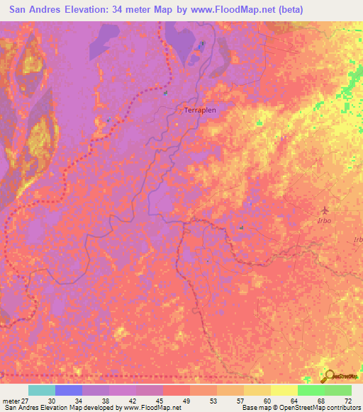 San Andres,Colombia Elevation Map