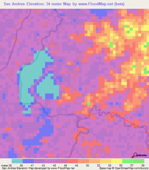 San Andres,Colombia Elevation Map