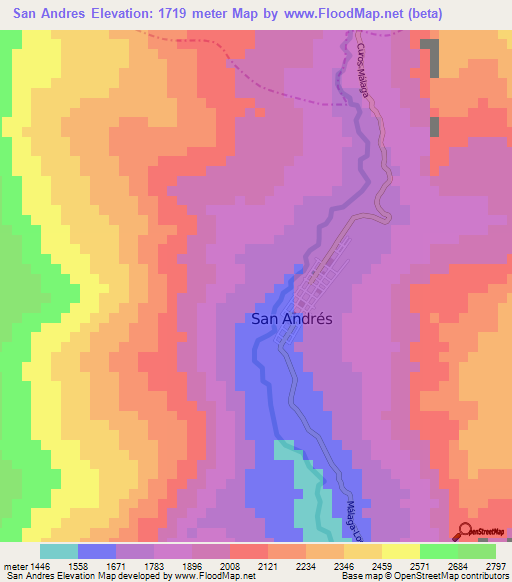 San Andres,Colombia Elevation Map