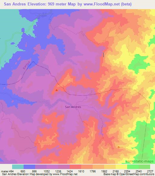 San Andres,Colombia Elevation Map