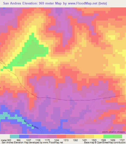 San Andres,Colombia Elevation Map