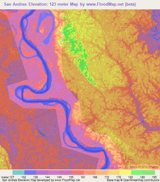 San Andres,Colombia Elevation Map