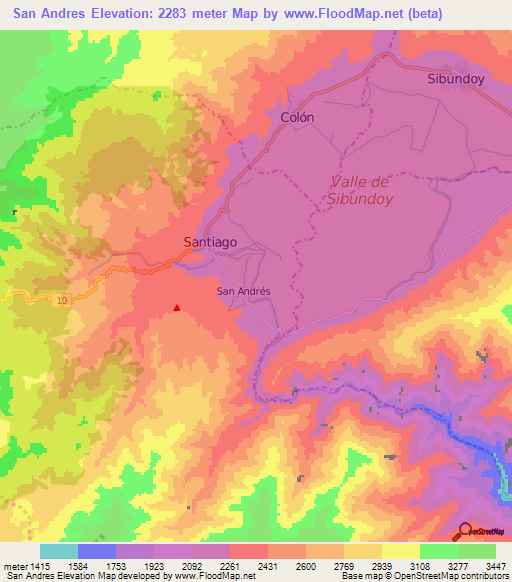 San Andres,Colombia Elevation Map