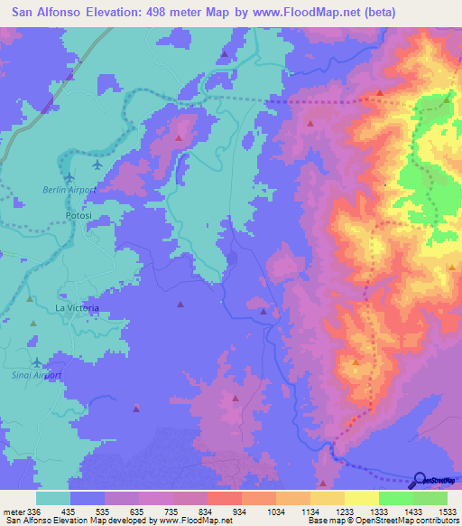 San Alfonso,Colombia Elevation Map