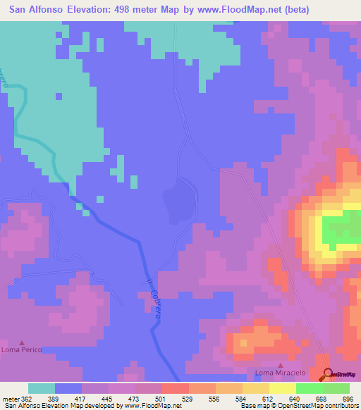 San Alfonso,Colombia Elevation Map