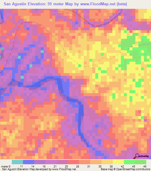 San Agustin,Colombia Elevation Map