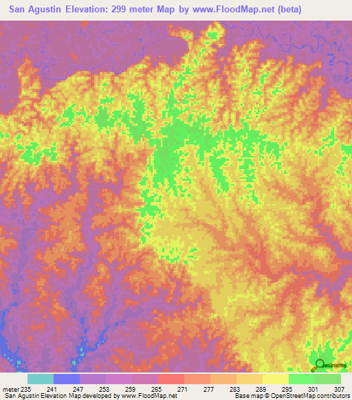 San Agustin,Colombia Elevation Map