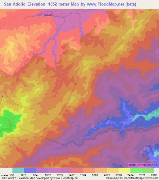 San Adolfo,Colombia Elevation Map