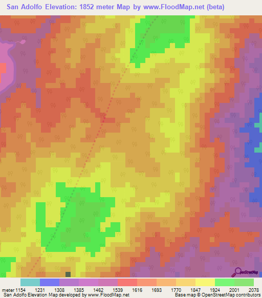 San Adolfo,Colombia Elevation Map