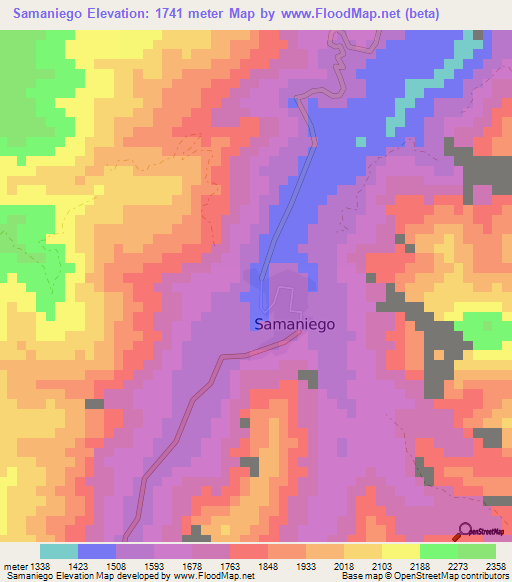 Samaniego,Colombia Elevation Map