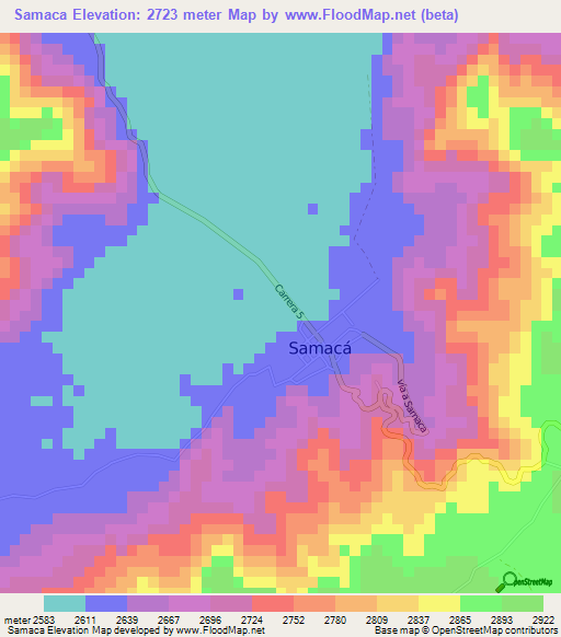 Samaca,Colombia Elevation Map