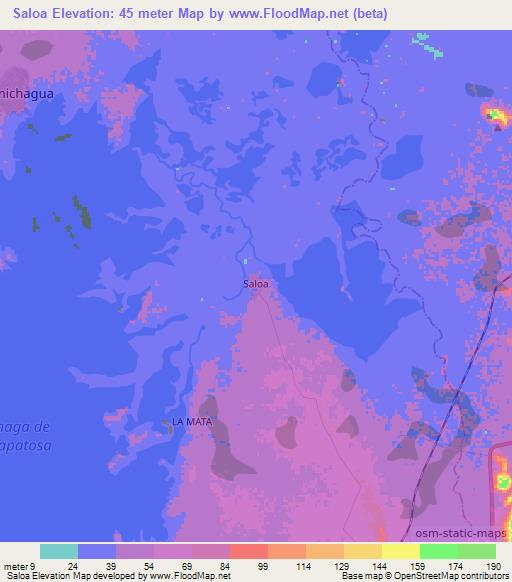 Saloa,Colombia Elevation Map