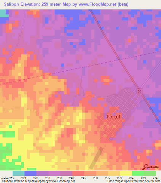 Salibon,Colombia Elevation Map