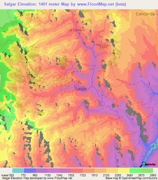 Salgar,Colombia Elevation Map