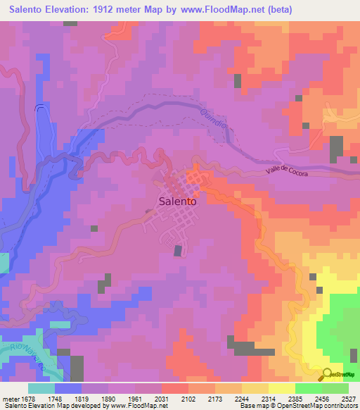 Salento,Colombia Elevation Map