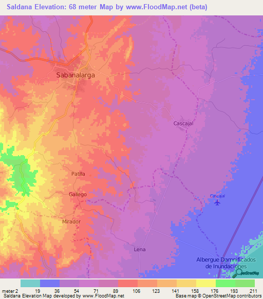 Saldana,Colombia Elevation Map