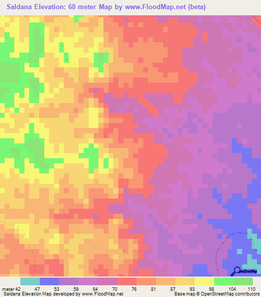 Saldana,Colombia Elevation Map