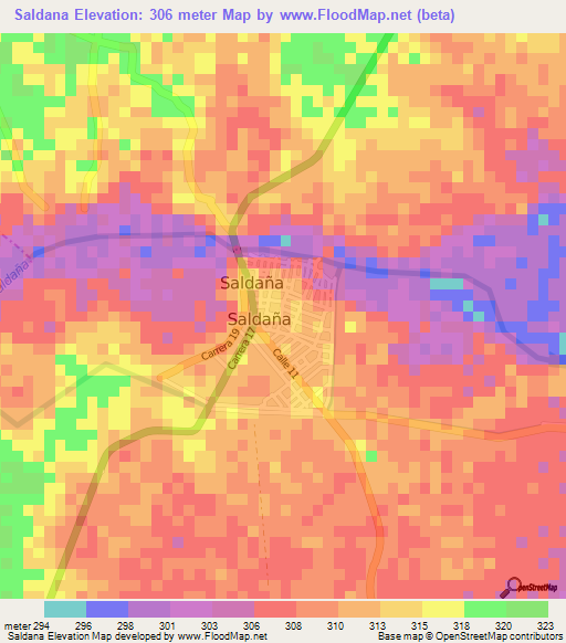 Saldana,Colombia Elevation Map