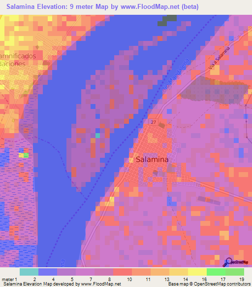 Salamina,Colombia Elevation Map