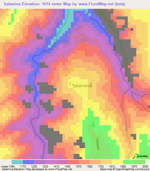 Salamina,Colombia Elevation Map