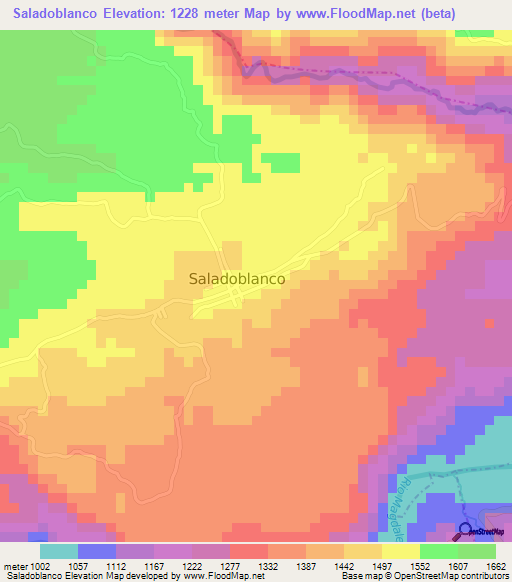 Saladoblanco,Colombia Elevation Map