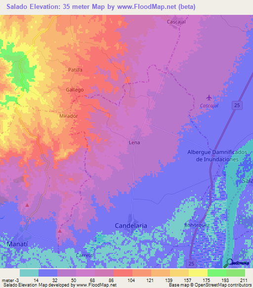 Salado,Colombia Elevation Map