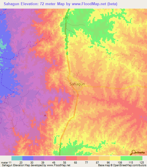 Sahagun,Colombia Elevation Map