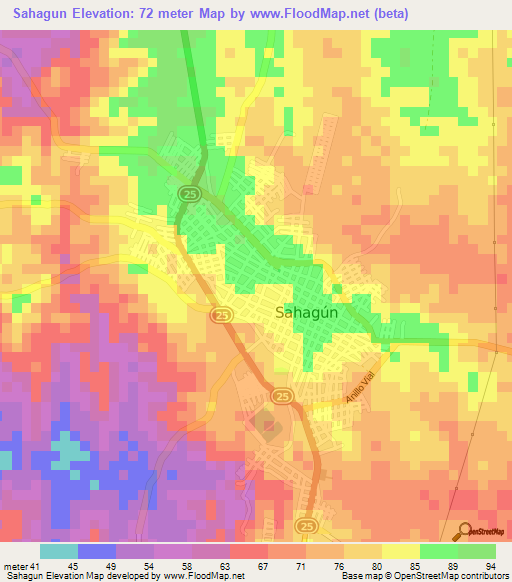 Sahagun,Colombia Elevation Map