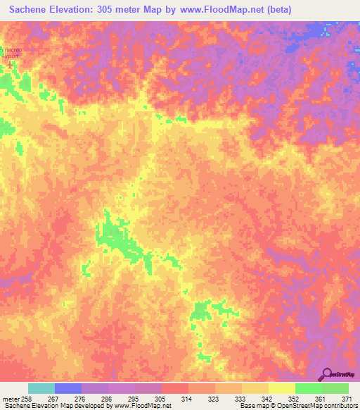 Sachene,Colombia Elevation Map