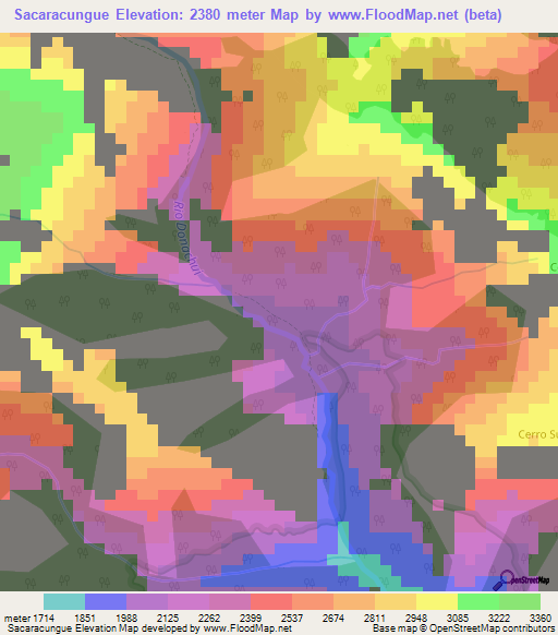 Sacaracungue,Colombia Elevation Map