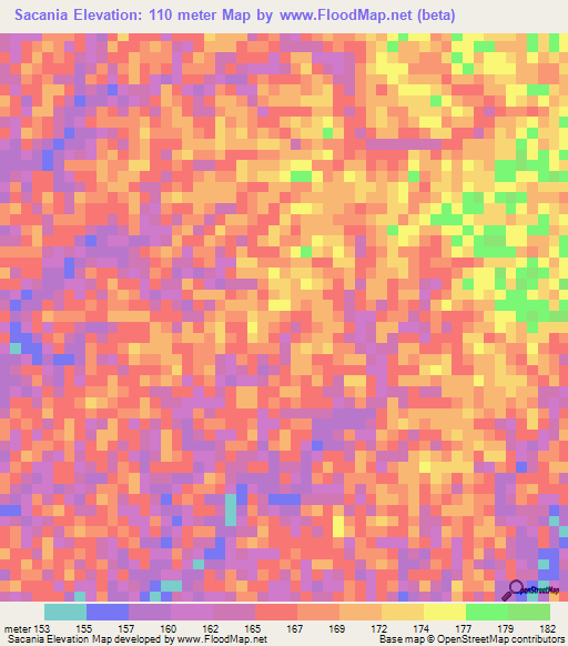 Sacania,Colombia Elevation Map