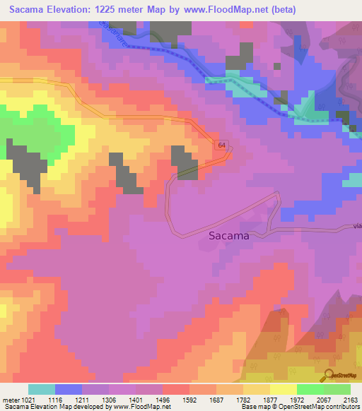 Sacama,Colombia Elevation Map