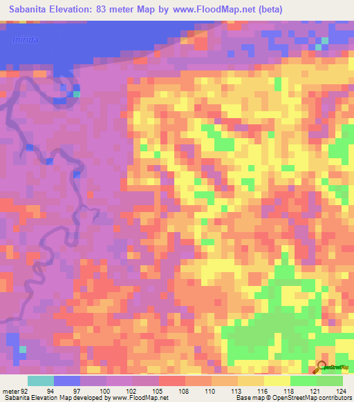 Sabanita,Colombia Elevation Map