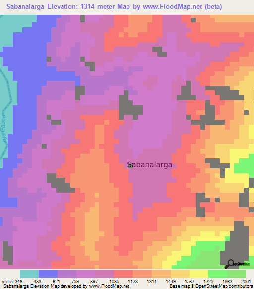 Sabanalarga,Colombia Elevation Map