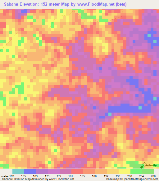 Sabana,Colombia Elevation Map