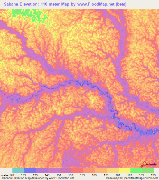 Sabana,Colombia Elevation Map