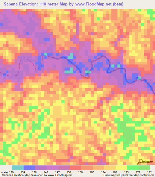 Sabana,Colombia Elevation Map