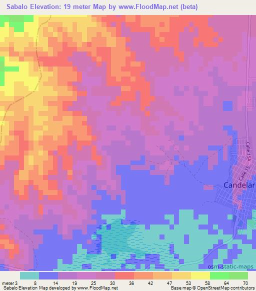 Sabalo,Colombia Elevation Map